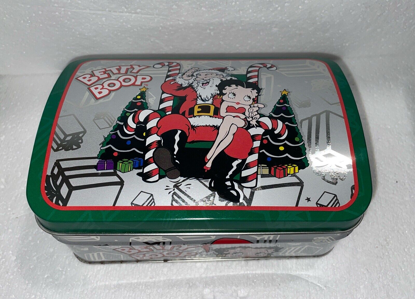 Vintage 👄 Betty Boop 🫦On Santas Lap Storage Tin