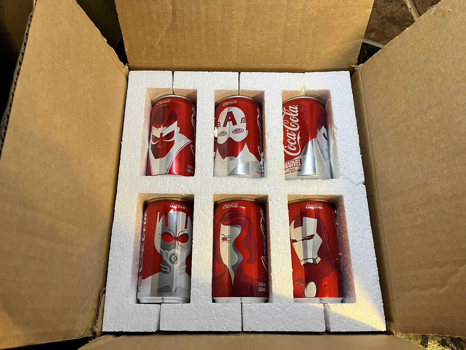 RARE SET Coca~Cola Coke Mini - Marvel Superbowl Promotional Cans NEVER OPENED