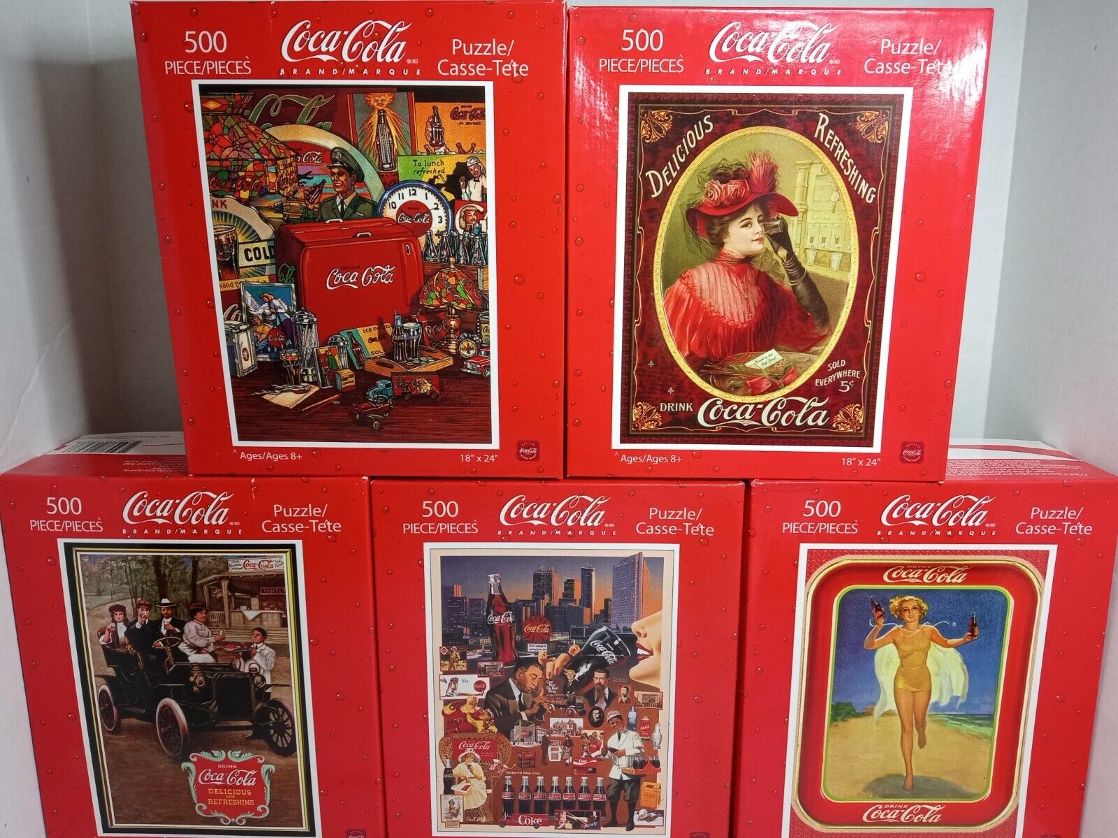 Coca Cola Jigsaw Puzzles Lot of 5 Unopened 500 Pcs 18