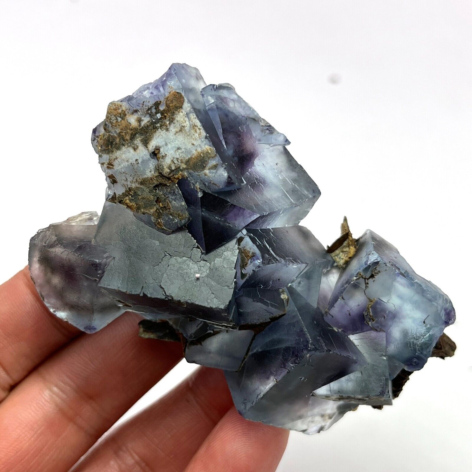 102g 1pc Natural Blue fluorite cube fluorite calcite quartz sample B911