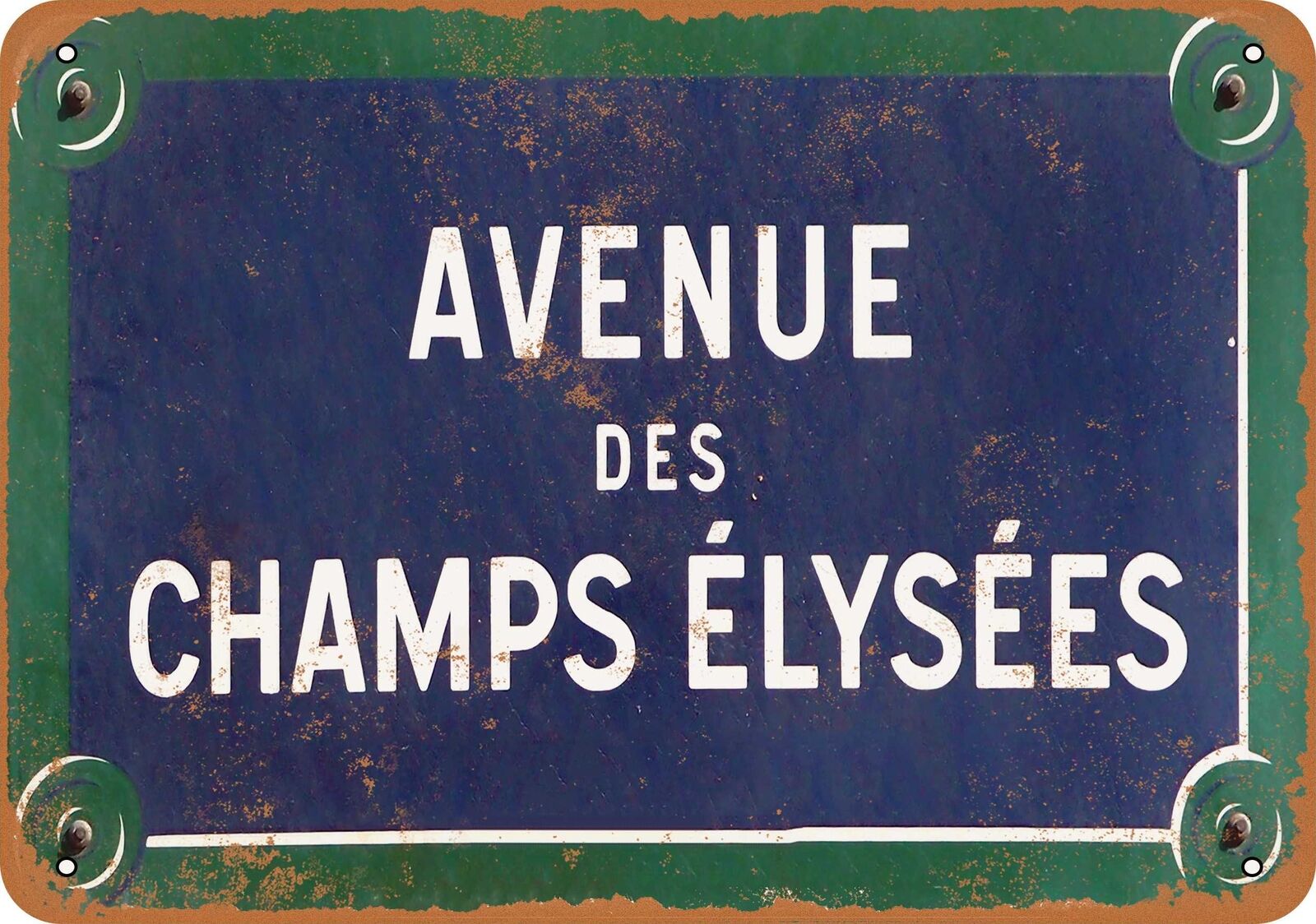 Metal Sign - Avenue des Champs Elysees - Vintage Look Reproduction