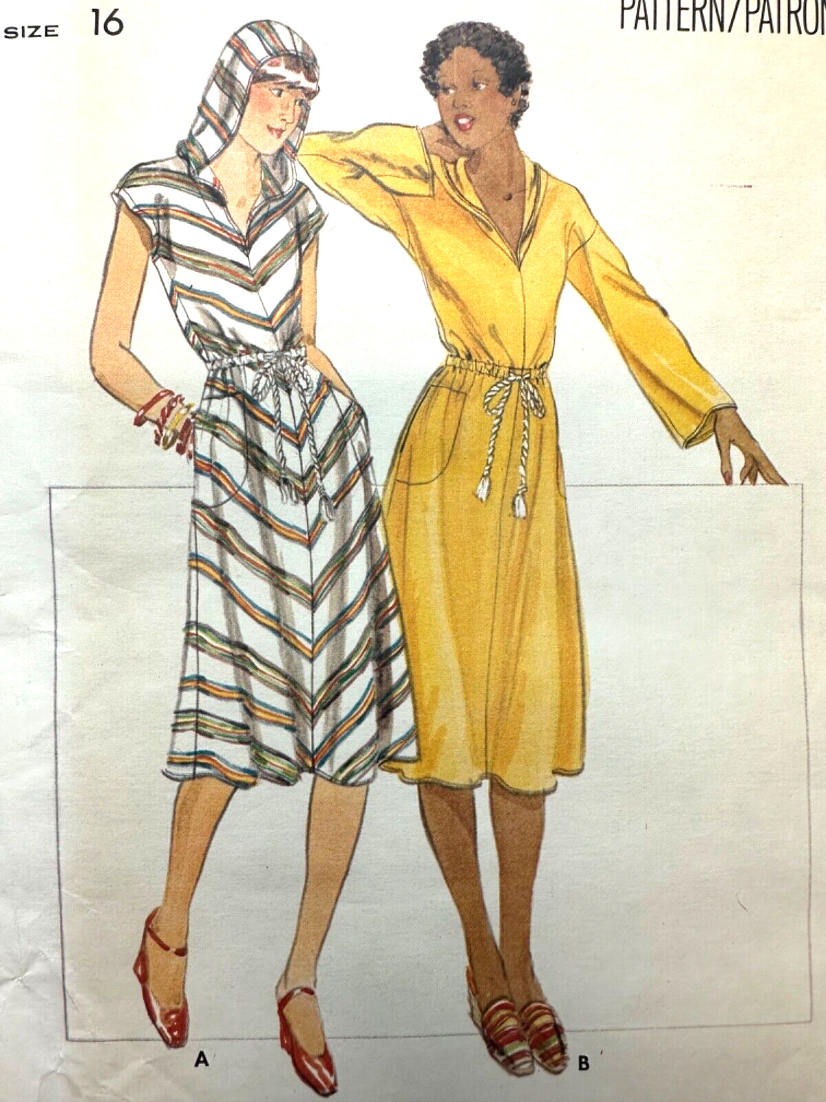 Vintage 1970s HOODED T-shirt Dress Pattern KNIT Butterick 5248 Sz16 B32 UNCUT