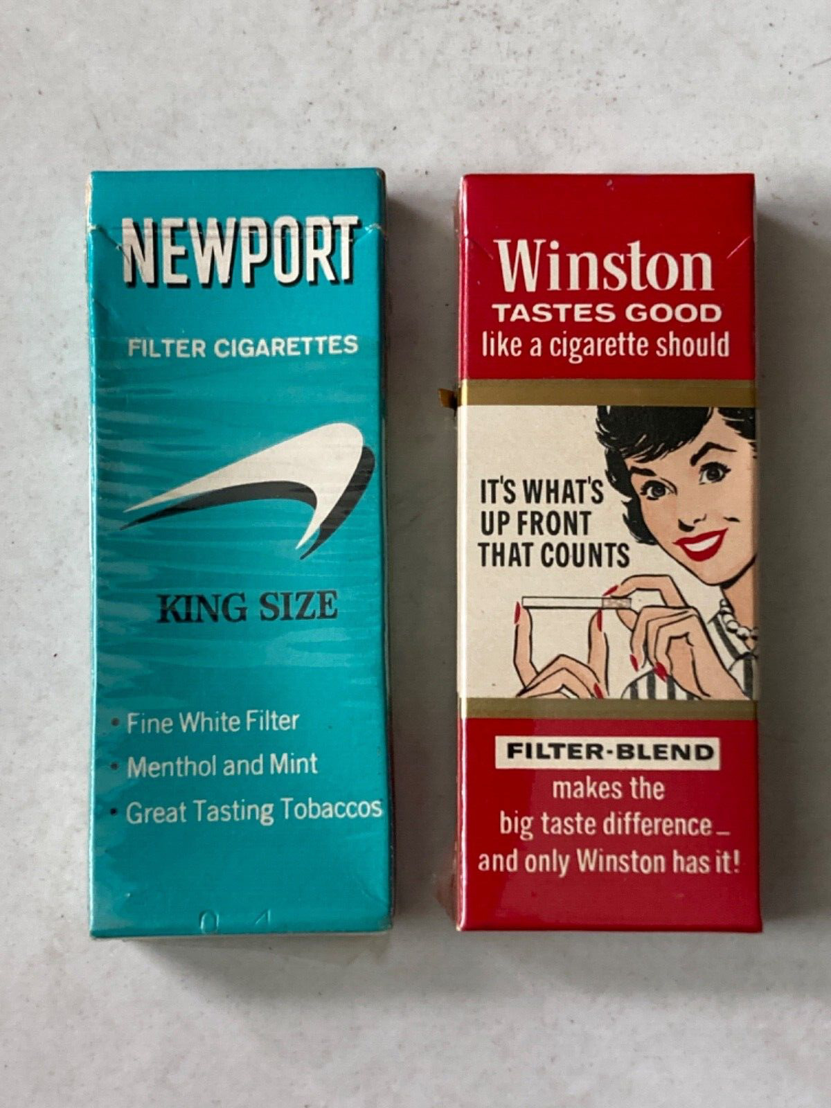 Vintage Airline Meal Complimentary Cigarettes 2 Packs Newport & Winston