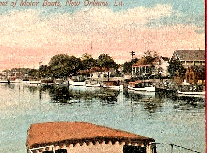BAYOU ST JOHN MOTORBOATS 1910 Postcard New Orleans