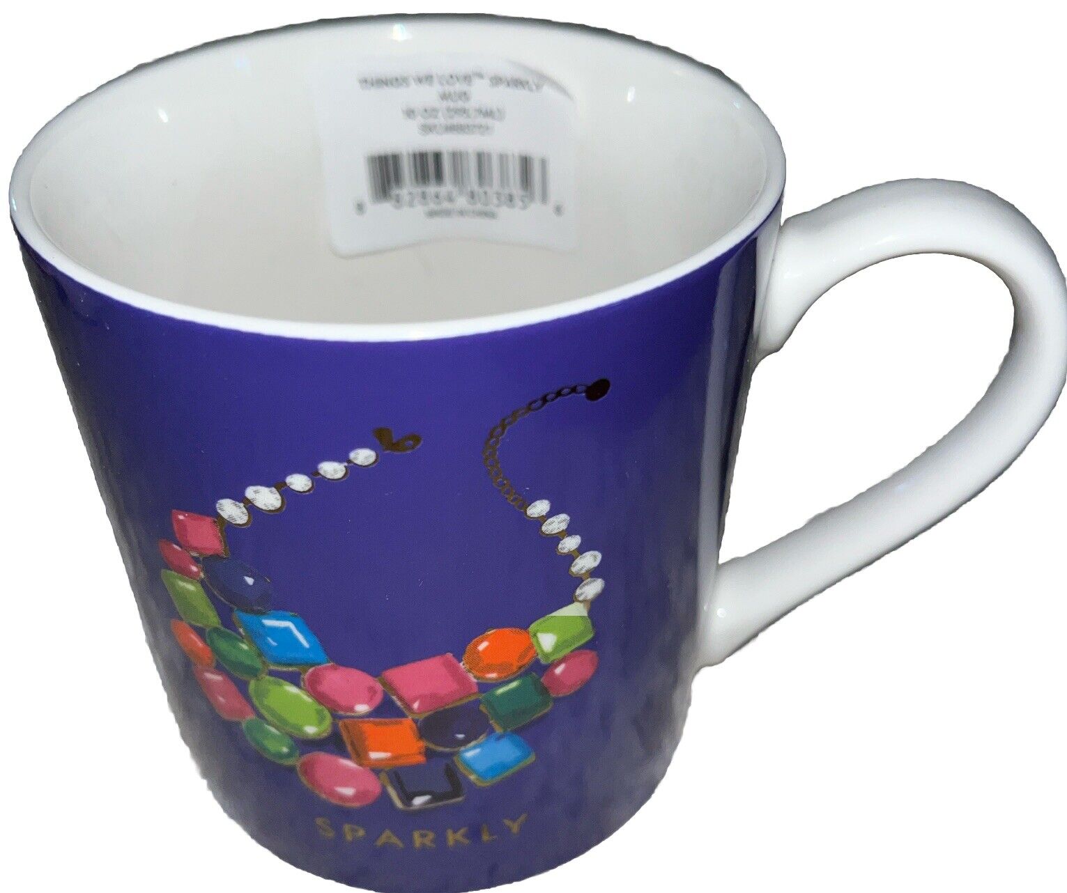 Kate Spade Lenox Coffee Cup Mug “Sparkly” Purple Necklace Gem Lights Up Room