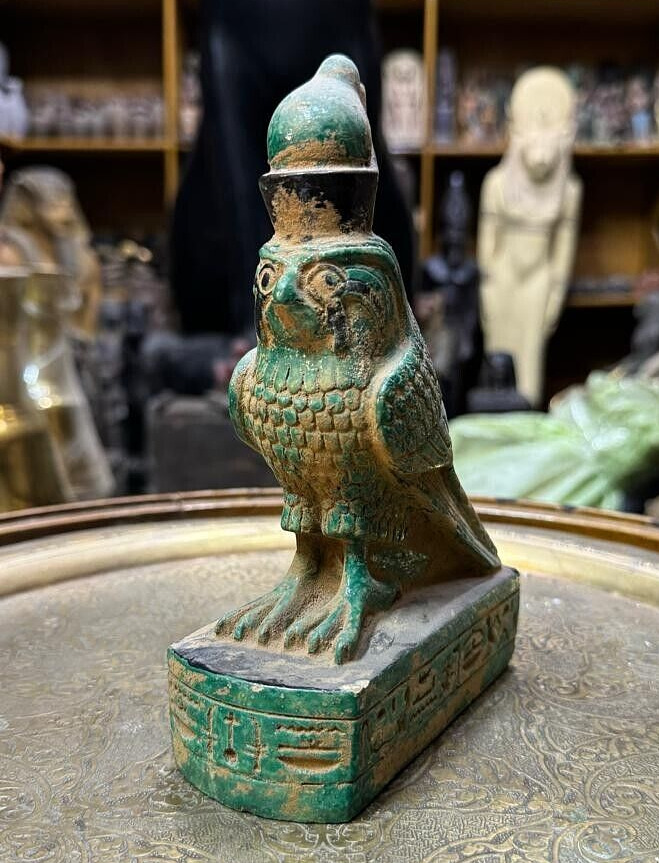 PHARAONIC ANCIENT EGYPTIAN ANTIQUE Statue God Horus as Falcon Bird Rare Egypt BC