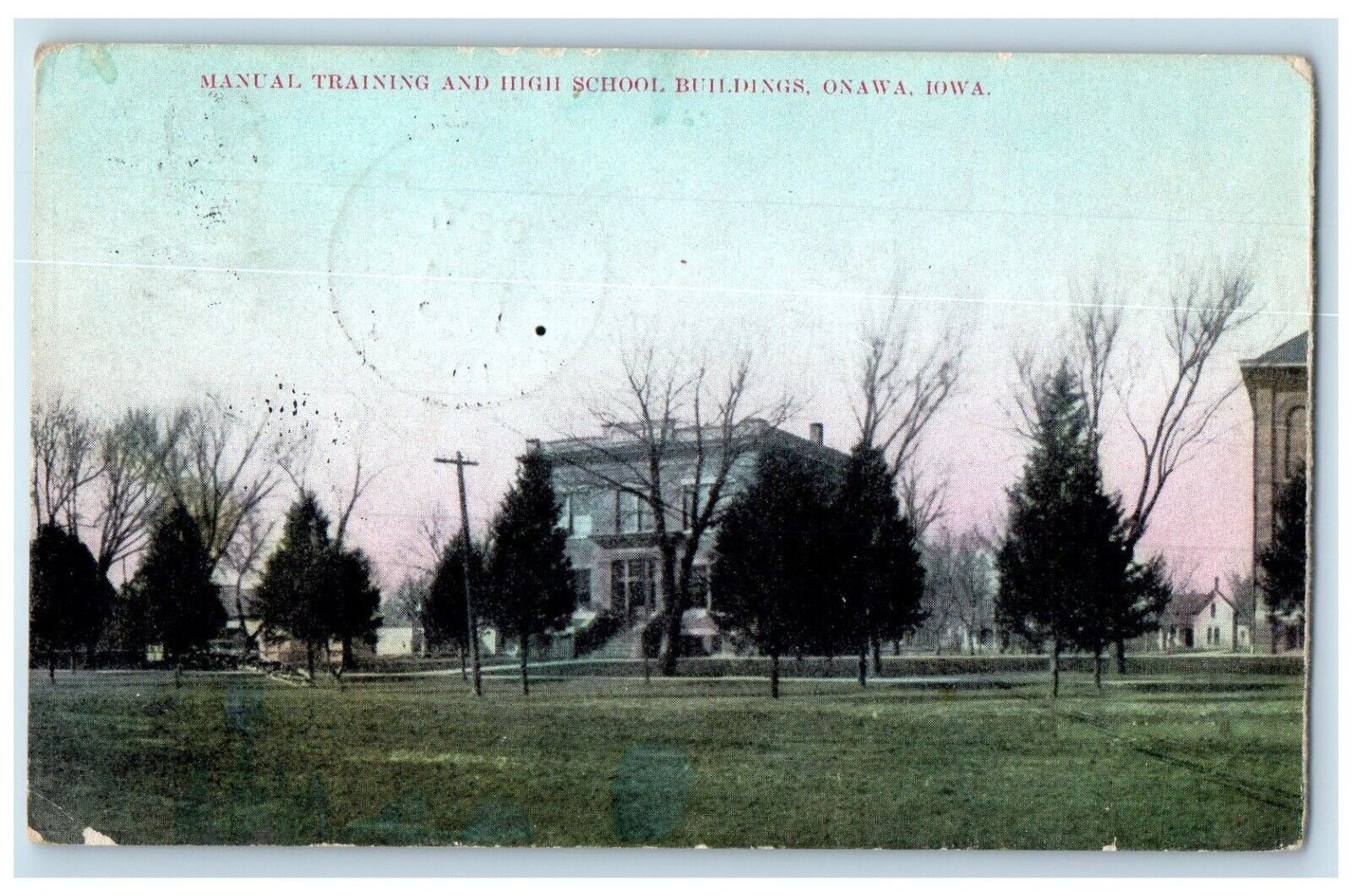 1915 Manual Training And High School Buildings Onawa Iowa IA Antique Postcard
