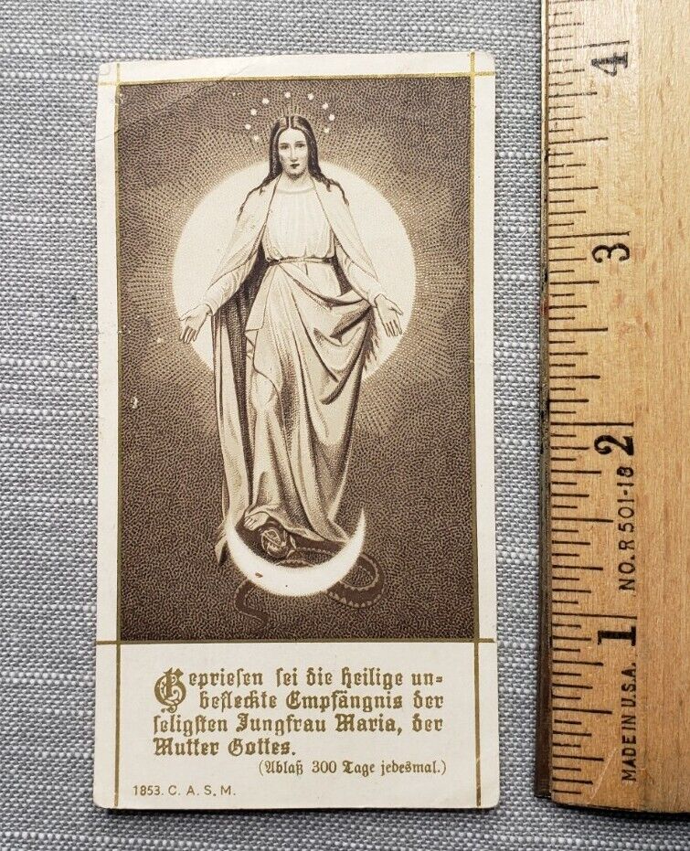 Vintage Antique Catholic Mary Sacred Heart German Prayer Card H96