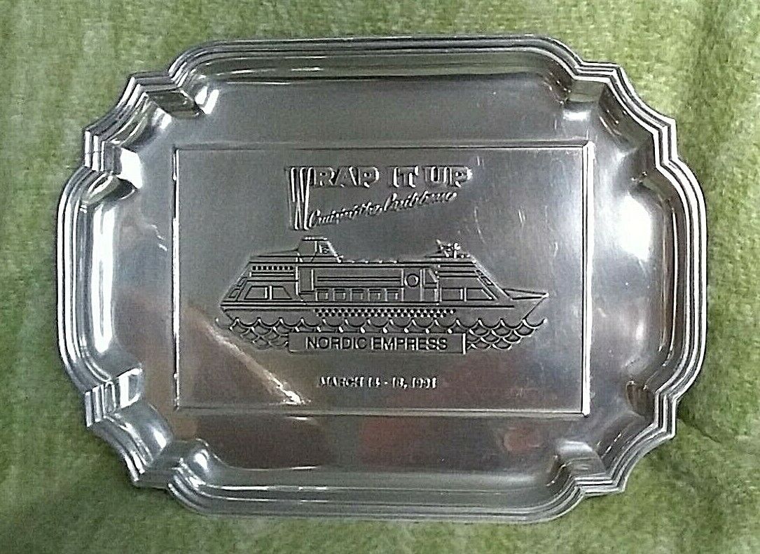 VINTAGE 1991 NORDIC EMPRESS PEWTER CRUISE SHIP Platter Award    