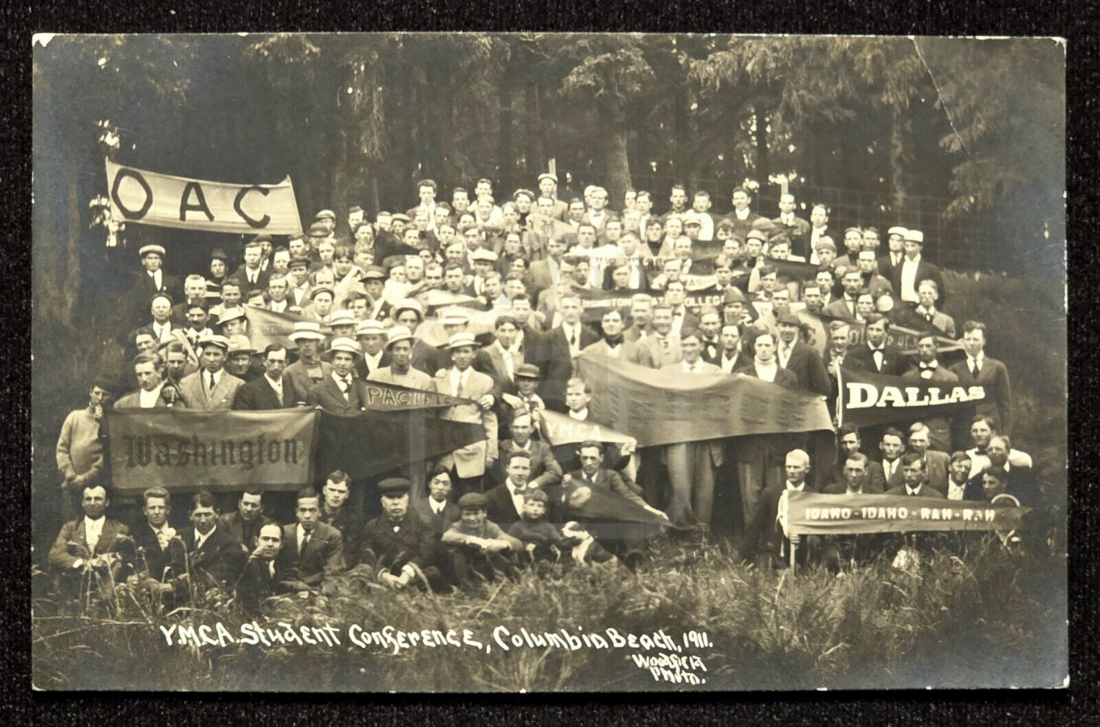 Rare RPPC of YMCA Student Conference. Columbia Beach, Oregon. C 1911 Woodfield 
