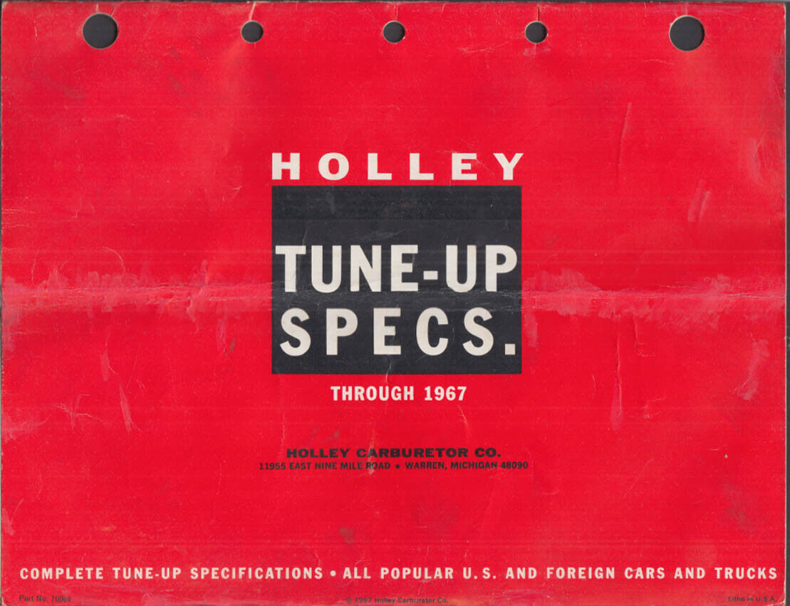 Holley Carburetor Tune-Up Specs through 1967 US & Sports Cars & Trucks