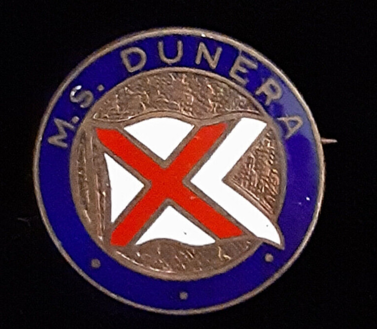 Vtg M. S. Dunera WWll Enamel Troop Ship Sweetheart Souvenir Pin Lapel Pin Badge