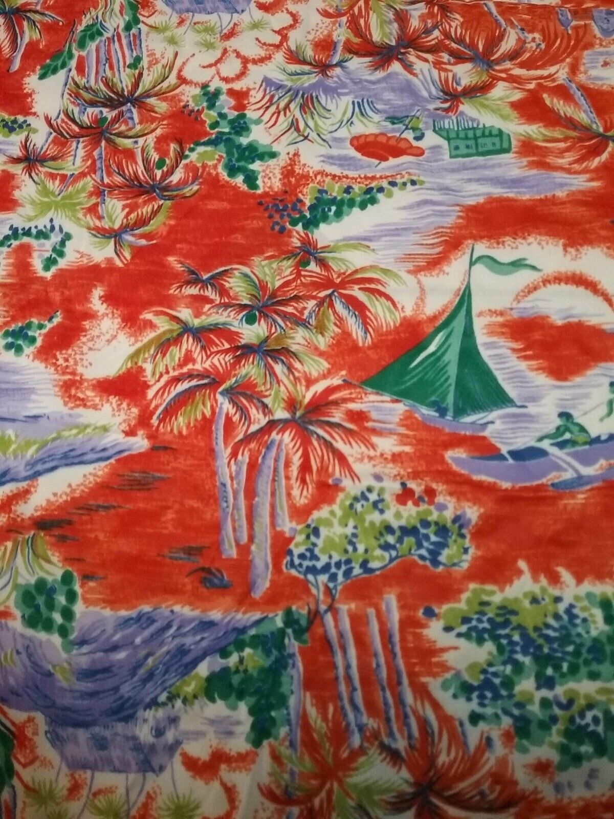 Vintage 1960s 1970s Hawaiian Fabric ~38\