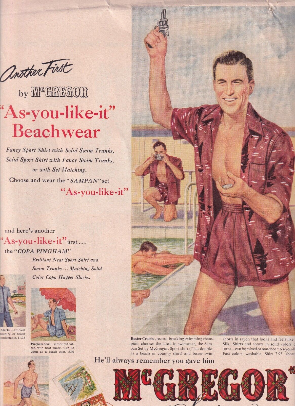 McGregor 1951 Magazine Advertisement for Beachwear