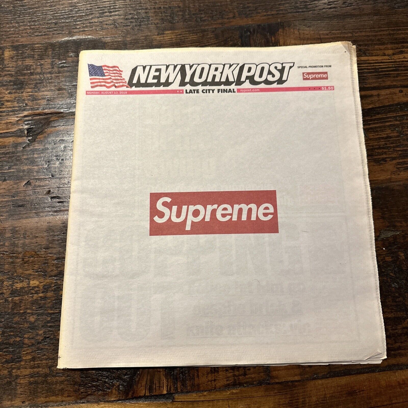FW18 Supreme Box Logo x New York Post Newspaper NYC Exclusive