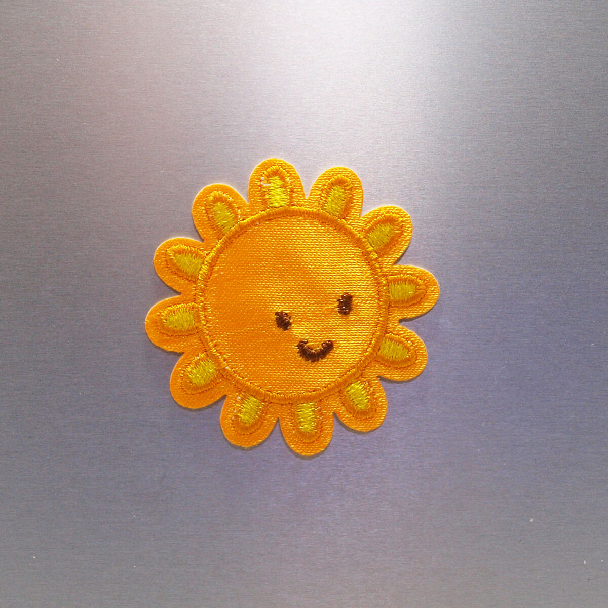 Happy Sun Patch — Iron On Badge Embroidered Motif —Yellow Cute Fun Applique