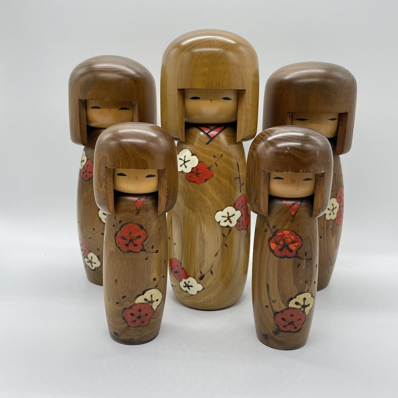 Rare Old Sousaku (Creative) kokeshi japanese wooden 5 dolls set by Usaburo  K080
