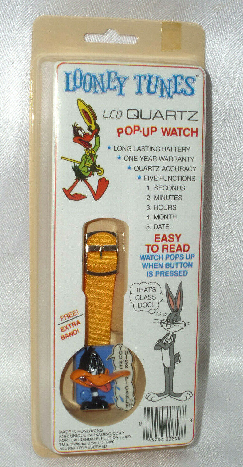DAFFY DUCK Vintage 1986 Flip It Watch LCD Quartz The Orig Box Rare Looney Tunes
