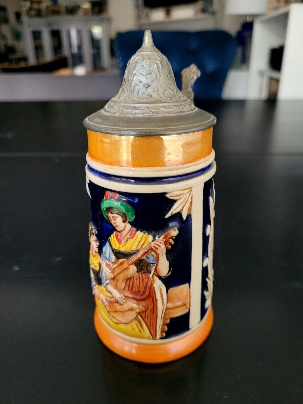 Vintage Small Hand Painted Lidded German Beer Stein