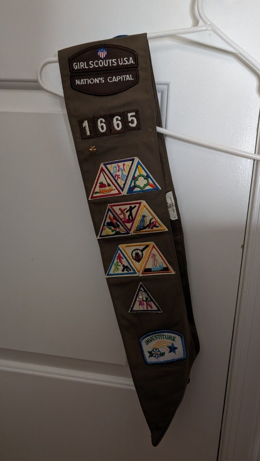 VTG 80s Girl Scouts Brownie Insignia Sash Nation's Capital Wash DC Council 1665
