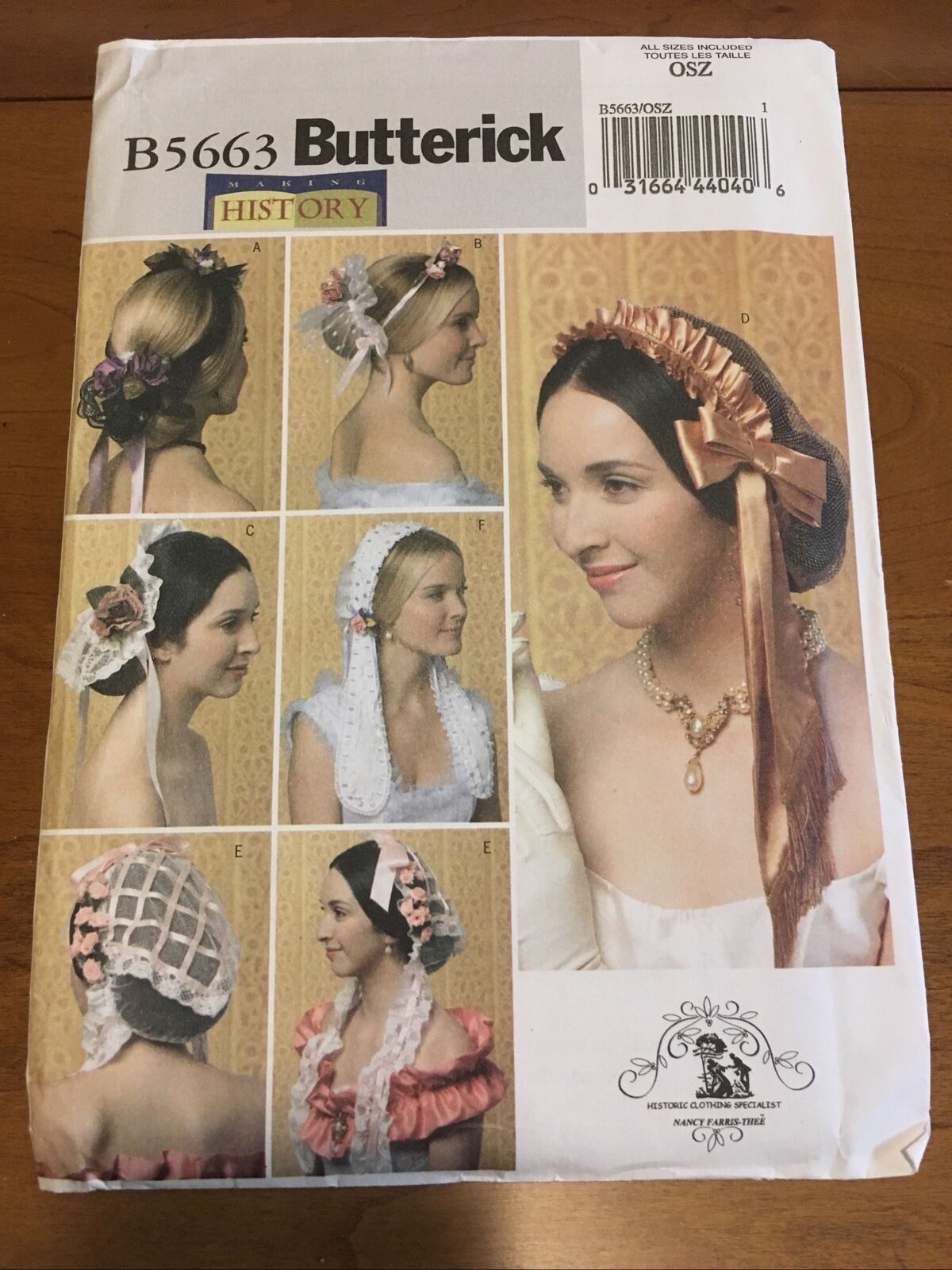 Butterick B5663 Misses Making History 6 historical headpieces patterns, one size