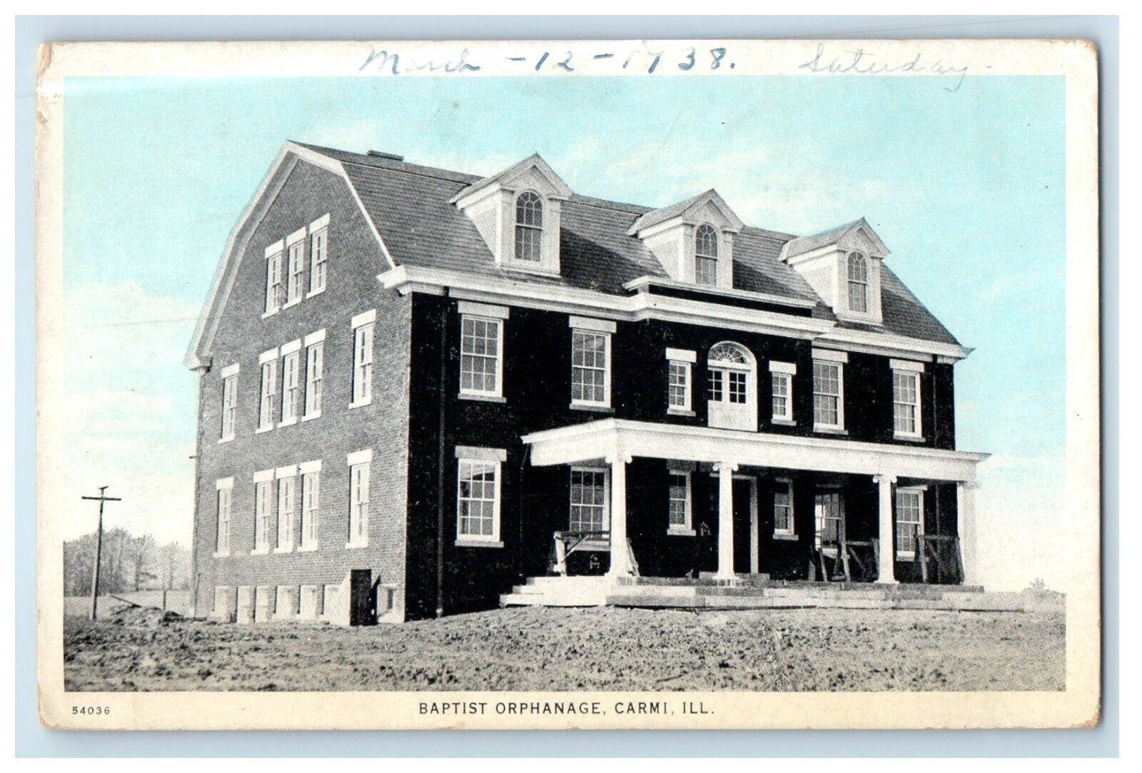 1938 Baptist Orphanage Building Carmi Illinois IL Posted Vintage Postcard