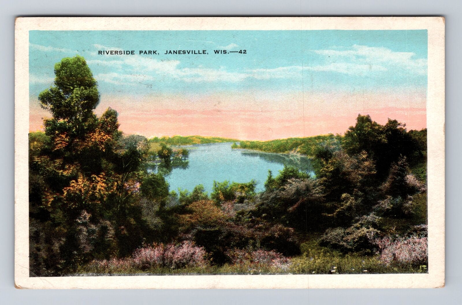 Janesville WI-Wisconsin, Riverside Park, Antique, Vintage c1938 Postcard