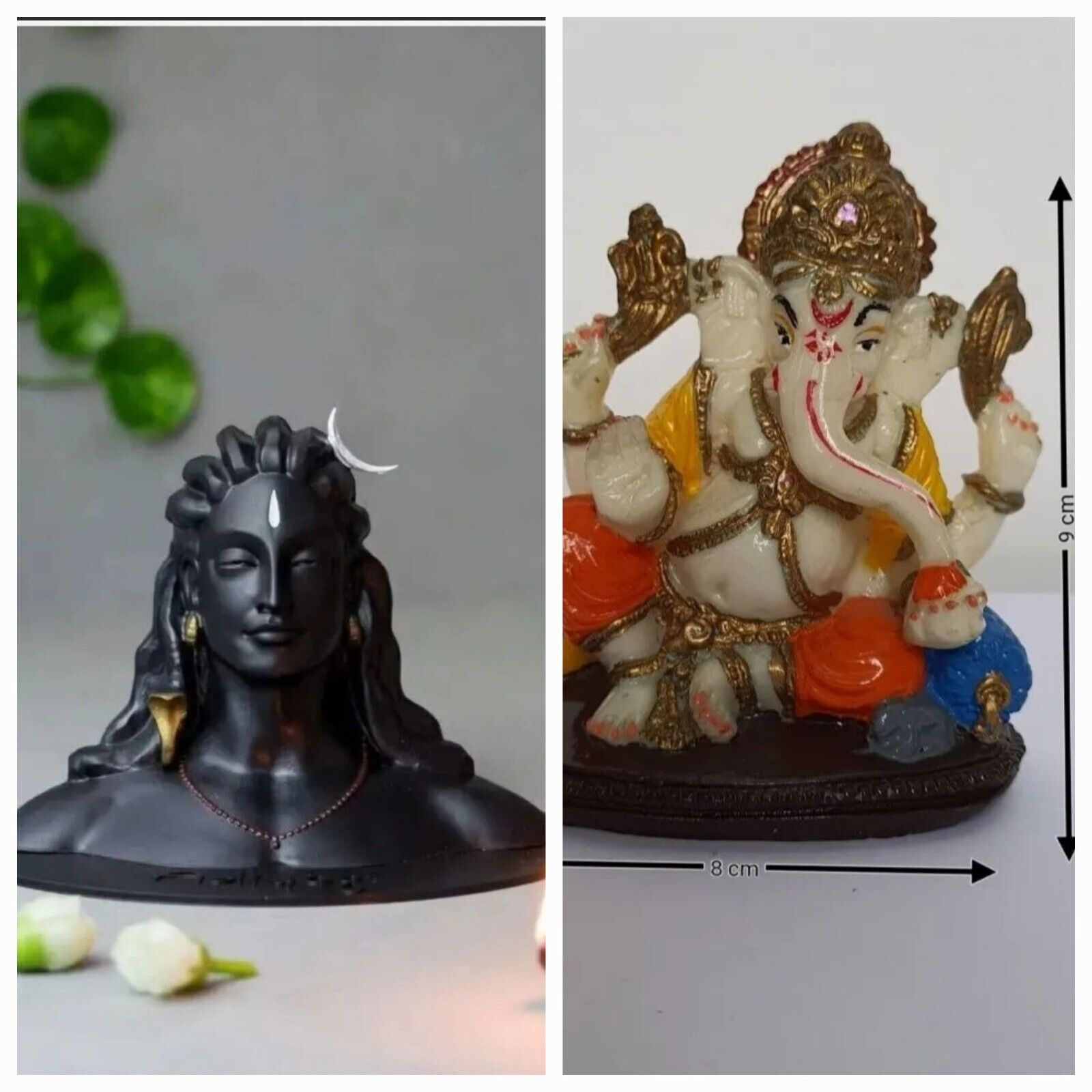 Isha Life Adiyogi Statue Plastic Lord Shiva Mahadev  4 Inch and Ganesha 3  Inch