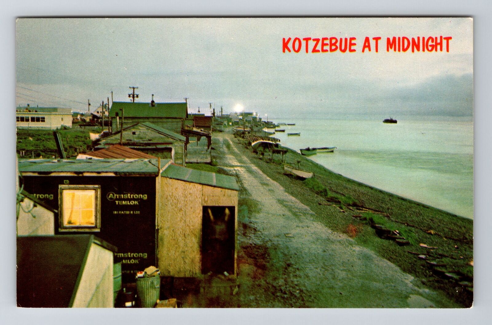 Kotzebue AK-Alaska, Main Street At Midnight Vintage Souvenir Postcard