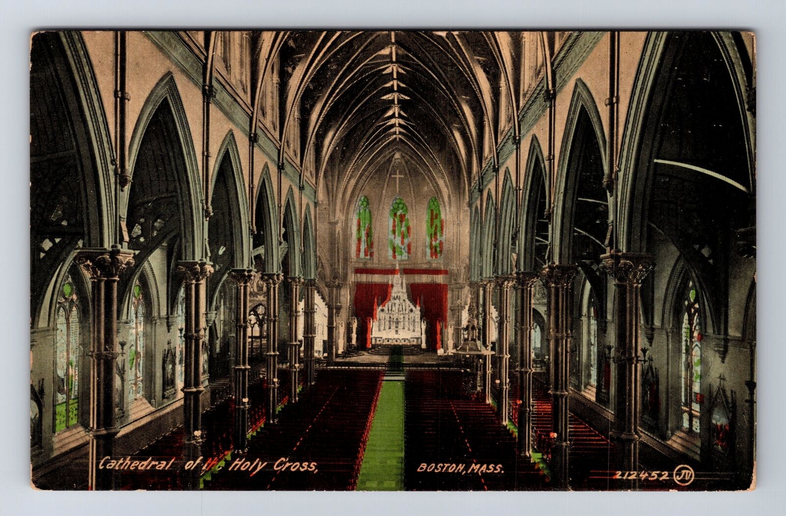 Boston MA-Massachusetts, Cathedral Of The Holy Cross, Vintage Postcard