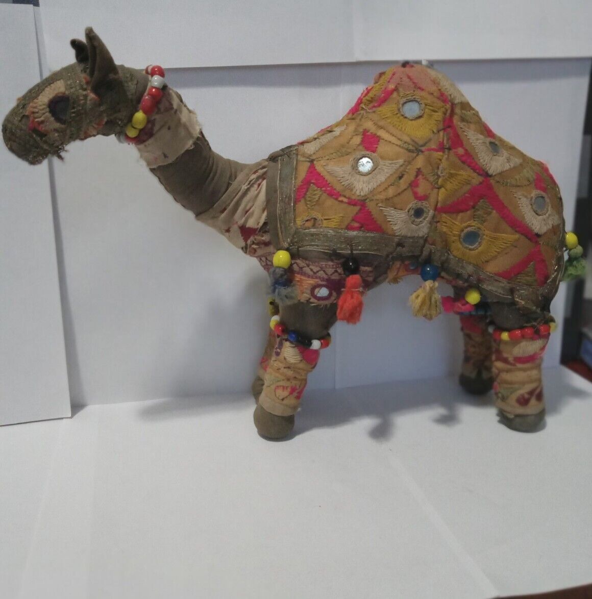 HANDCRAFTED 1950s RAJASTHAN EMBROIDERED FABRIC COVERED STUFFED CAMEL TOY India