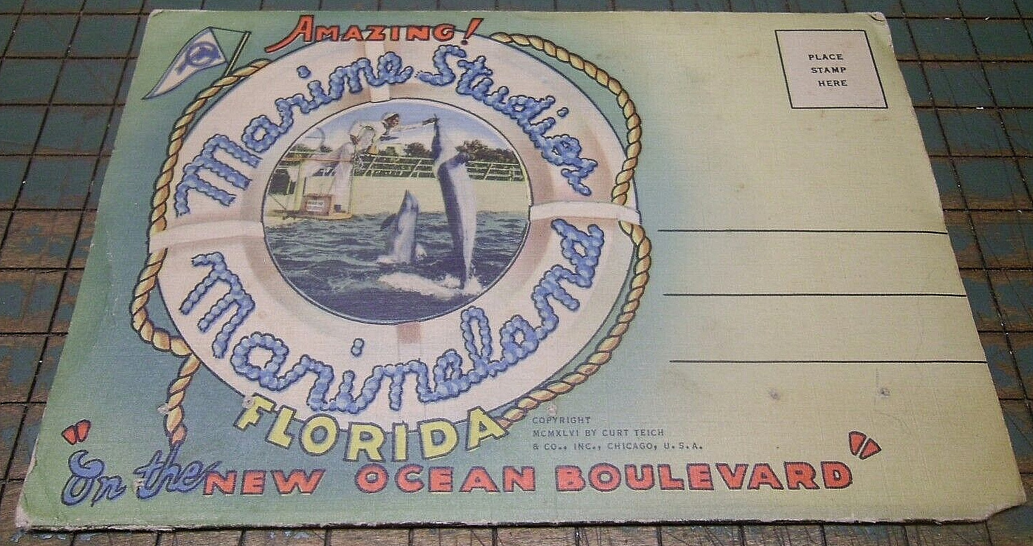 897 = Marine Studios Marineland Florida Folding Post Card Copyright 1946 (Qty.1