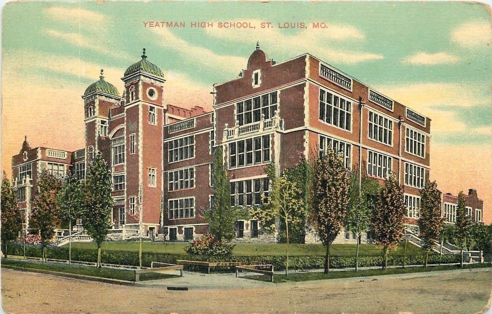 St Louis Missouri~Yeatman High School~1910 Postcard