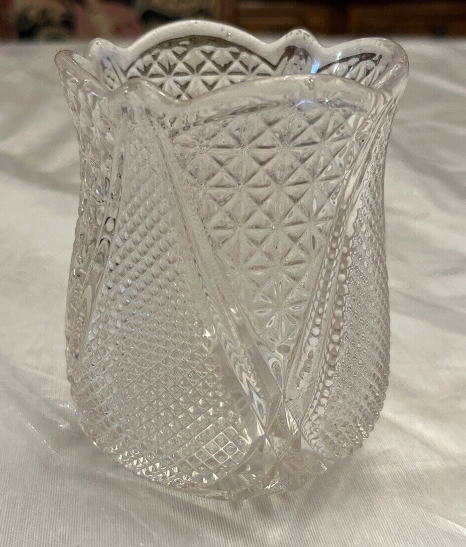 Vintage Glass Vase Clear 4” Tall