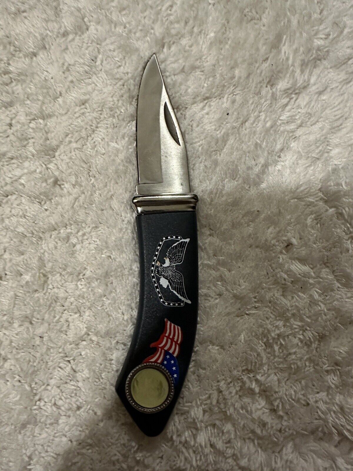 Liberty Coin Commemorative Pocket Knife Single Blade Stainless Steel