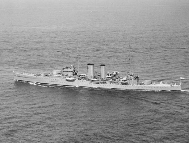 Hms Exeter 1933 Old Aviation Photo