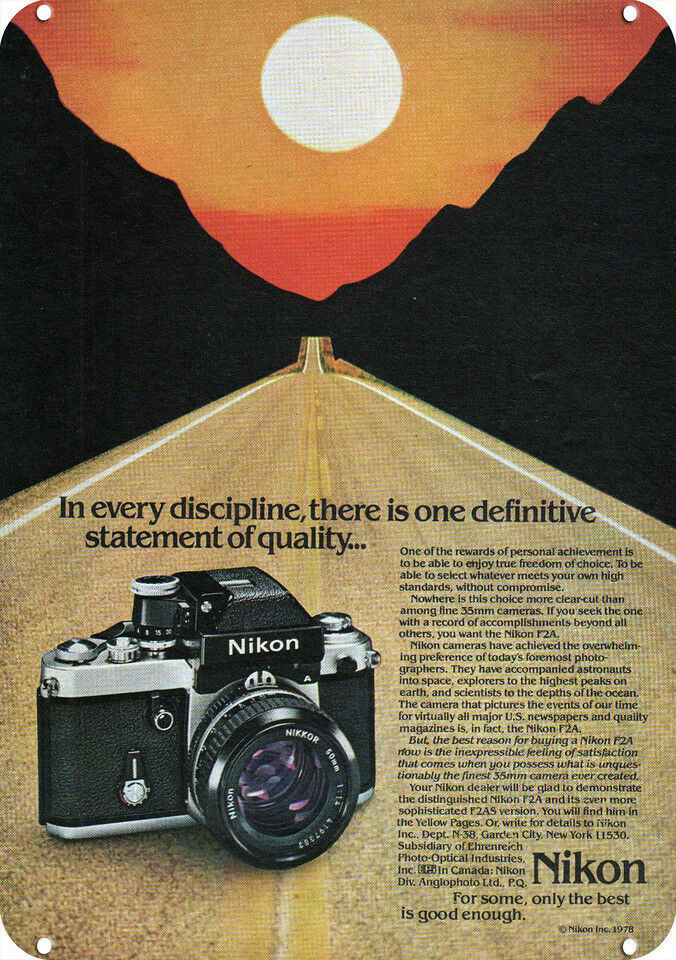 1979 NIKON F2A 35mm Camera ***** DECORATIVE REPLICA METAL SIGN *****