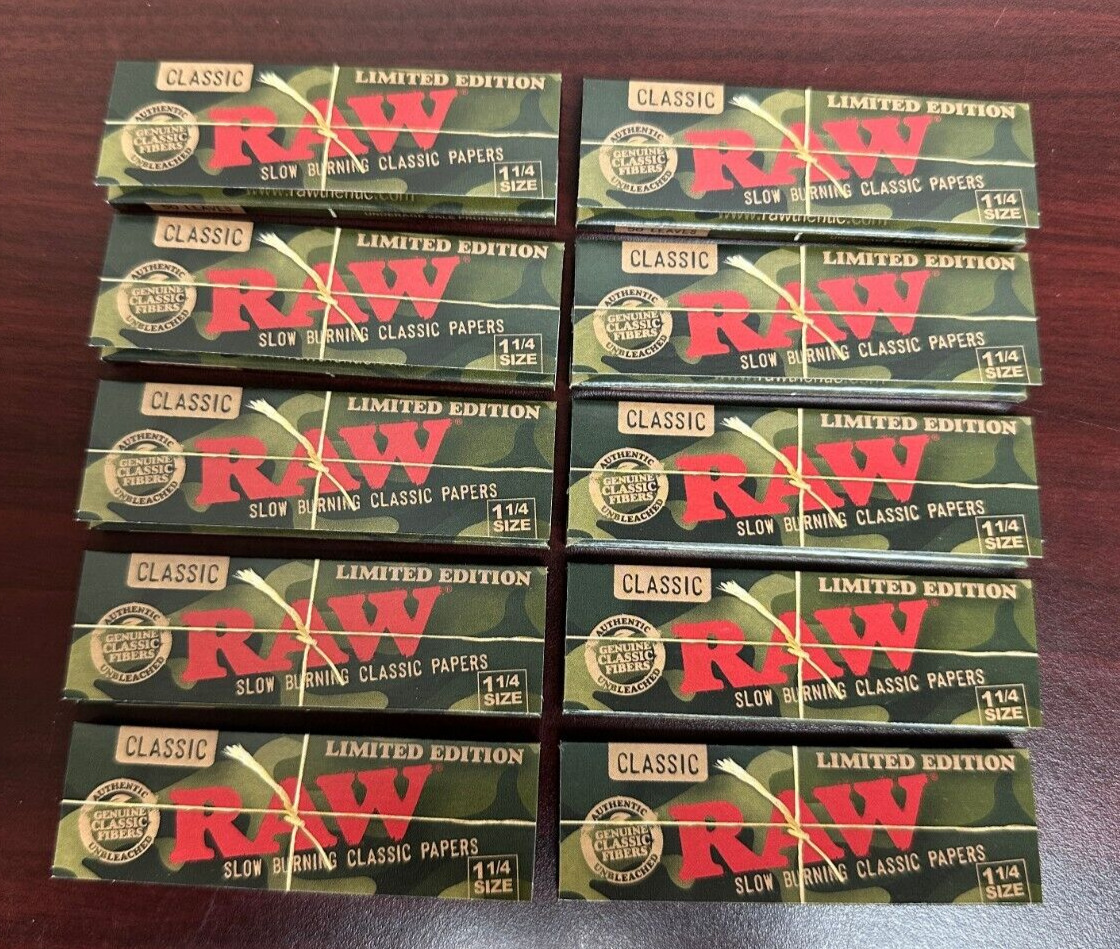 RAW Classic CAMO Limited Edition Cigarette Rolling Papers -10 PACKS