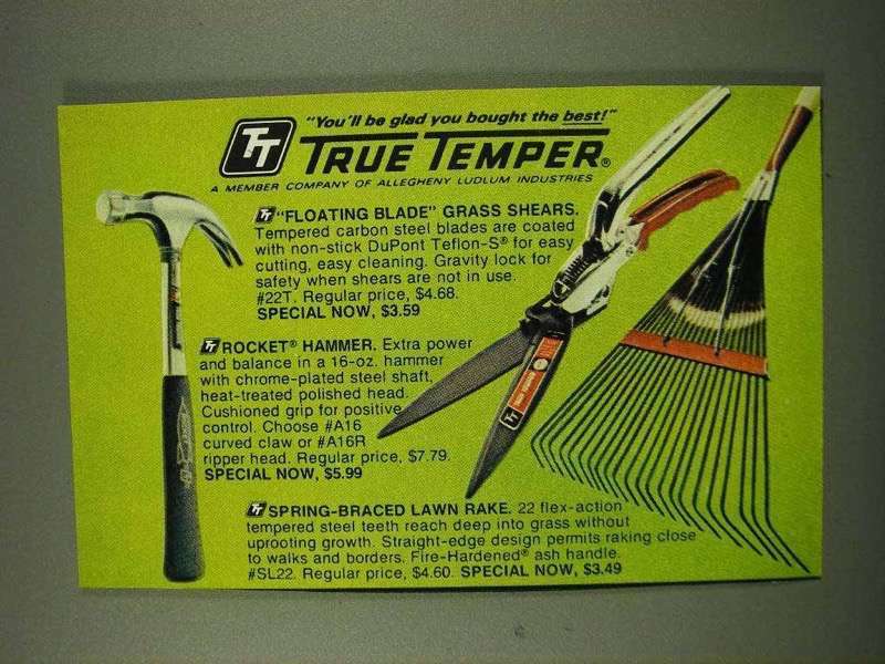 1973 True Temper Ad - Floating Blade Grass Shears
