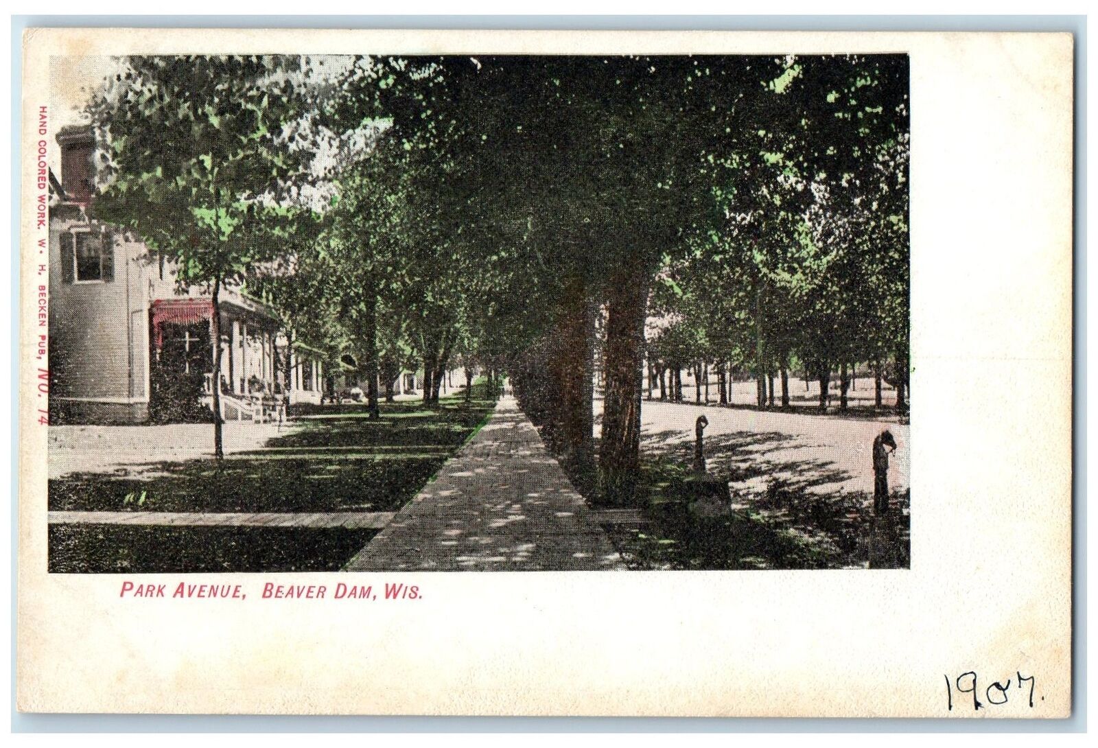 c1905\'s Park Avenue Dirt Road Pathways Building Beaver Dam Wisconsin WI Postcard