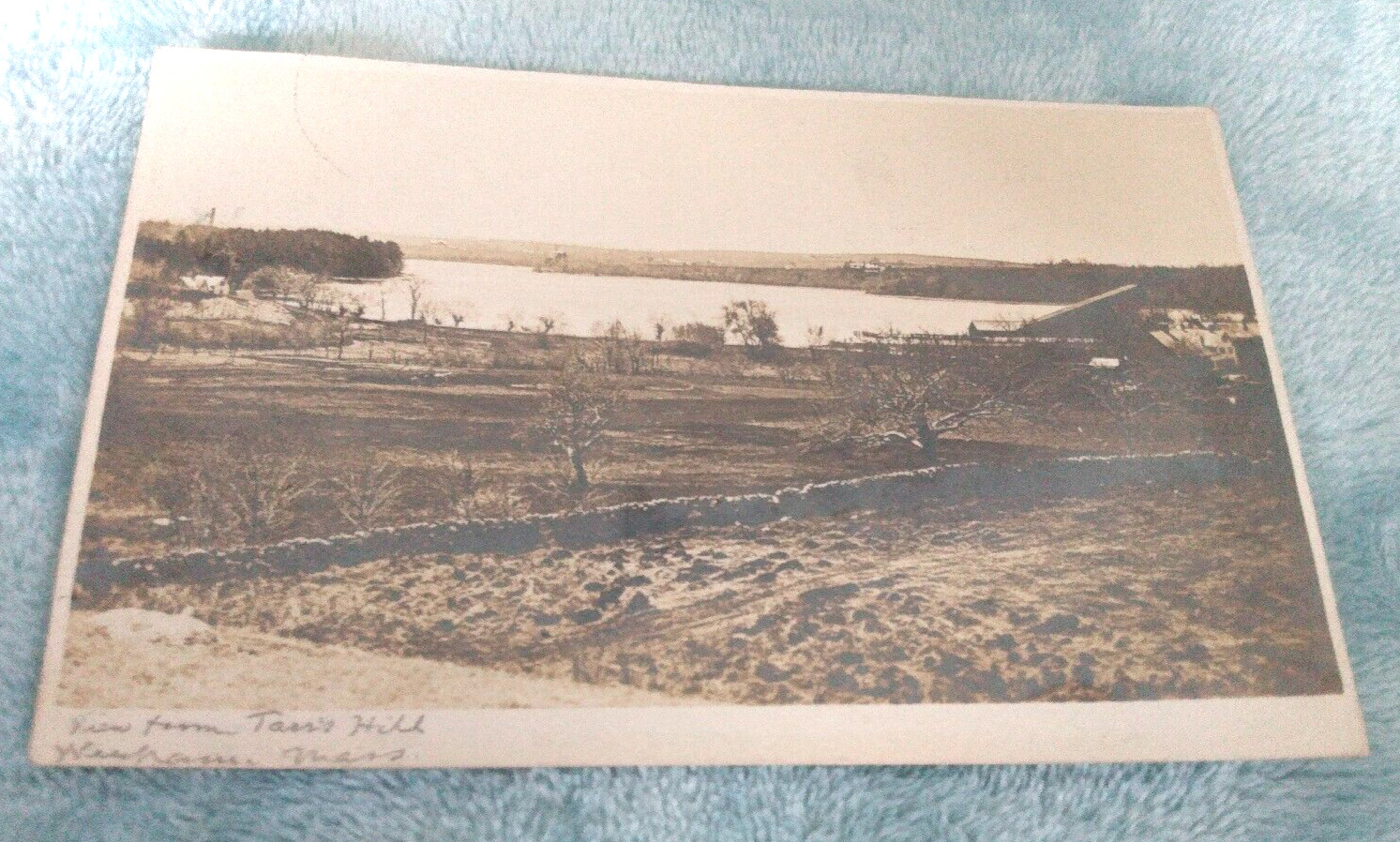 1909 Wenham Lake & Ice House View From Tarr\'s Hill  RPPC Real Photo Postcard
