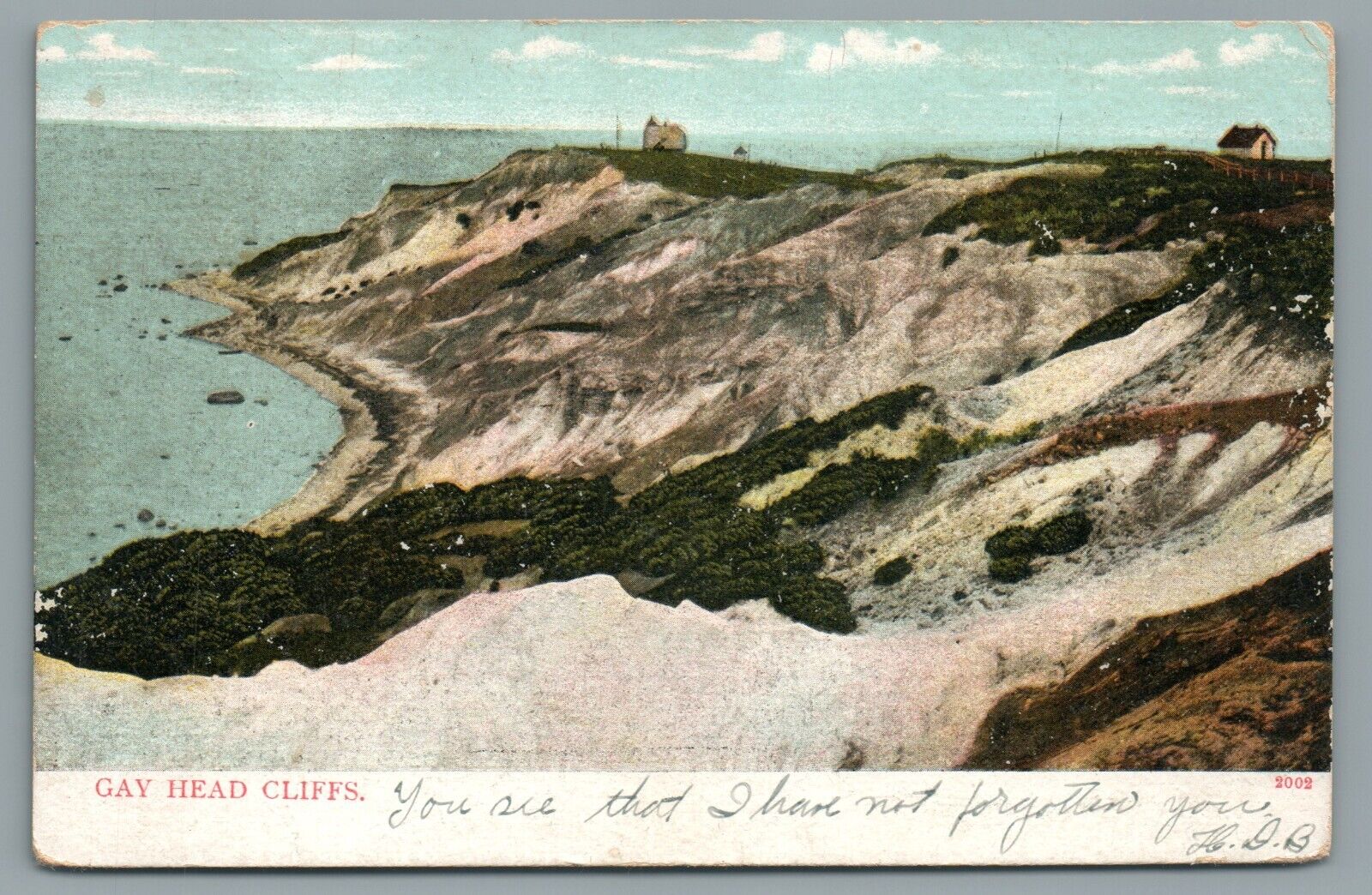Gay Head Cliffs Martha\'s Vineyard Mass Lighthouse Beach Vintage Postcard c1908