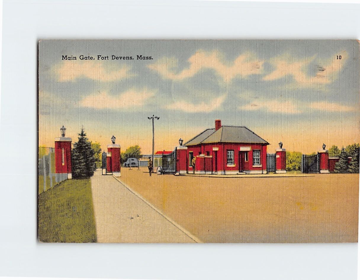Postcard Main Gate Fort Devens Massachusetts USA