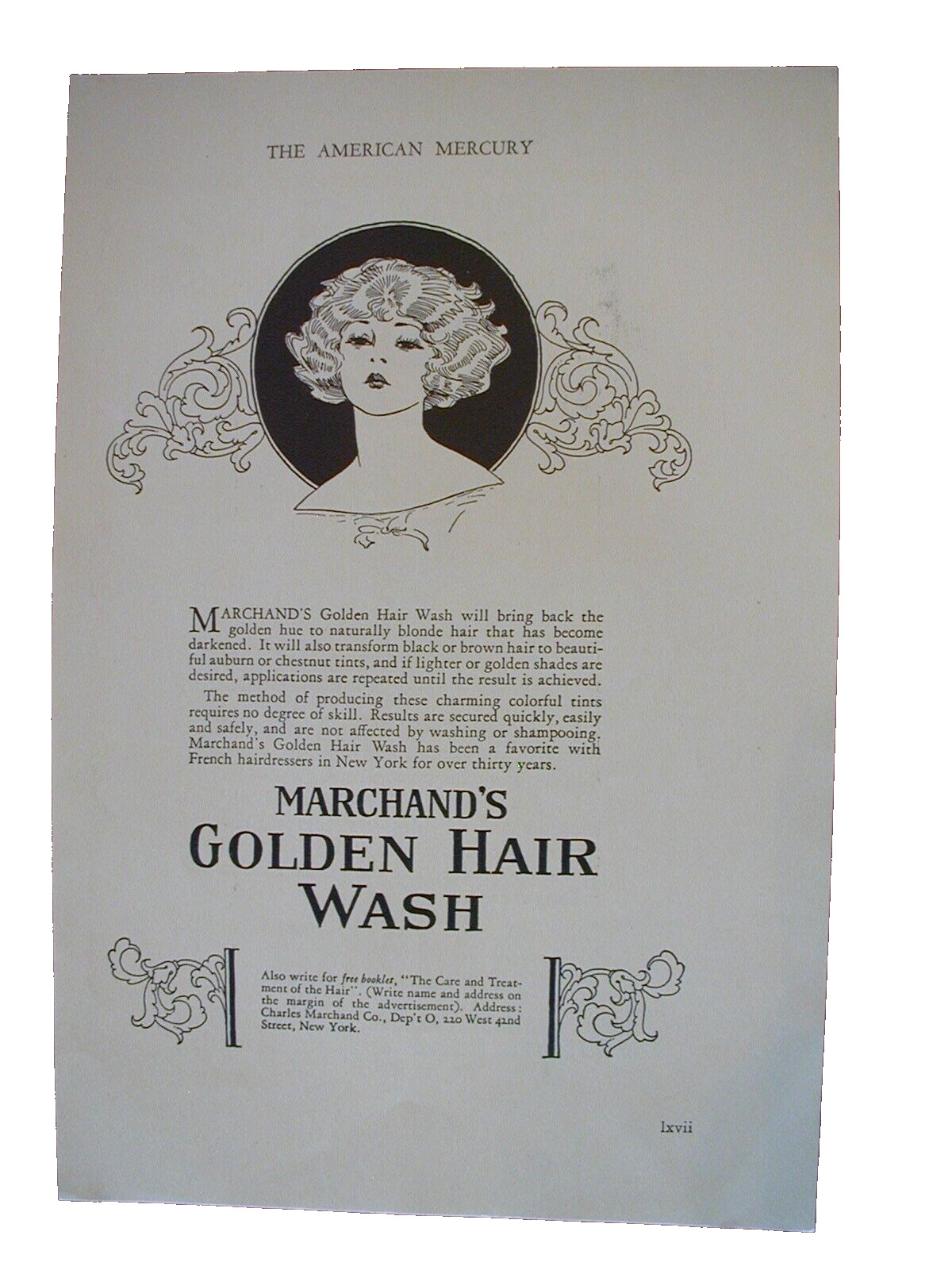 1926 Marchand's Golden Hair Wash, Ammo Cleanser 2 sided Vintage PRINT AD 67