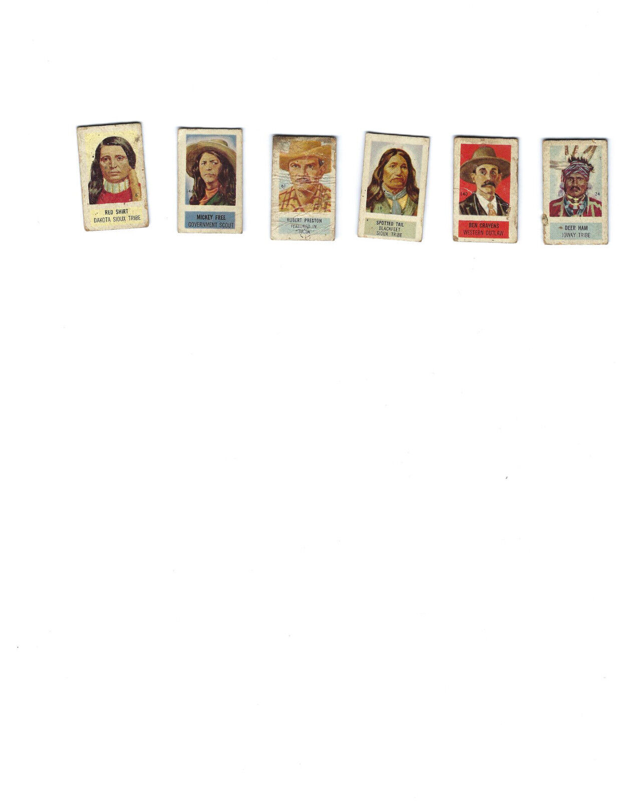 6 different 1949 Topps X-Ray Round - fair condition