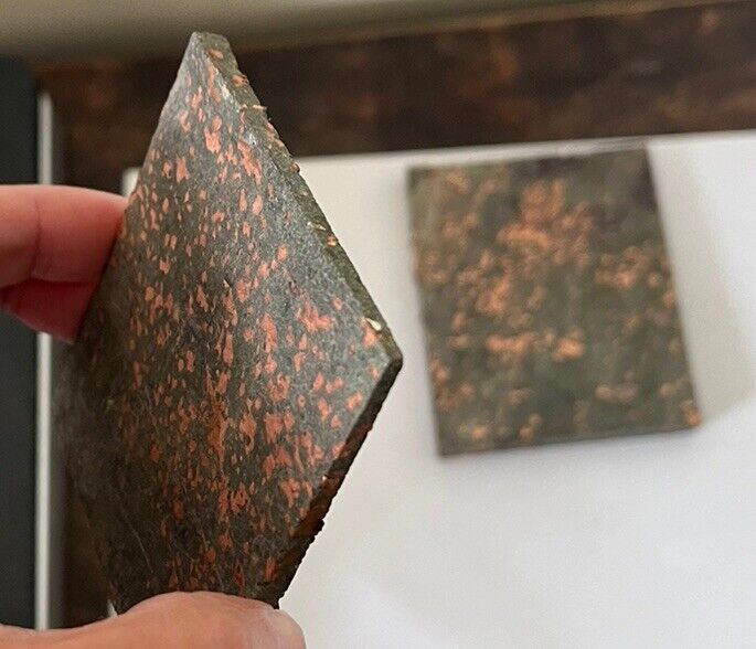 8.4 oz Raw Native Copper Ore 2 Slabs Sq Cut Mineral Keweenaw UP Yooper Michigan