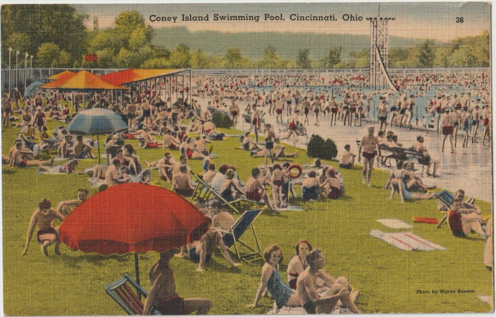 Coney Island Swimming Pool Cincinnati Ohio Sunlite Pool Unused Postcard #435