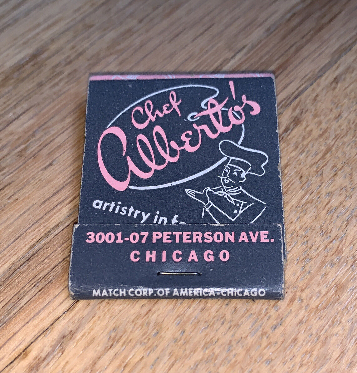 Vintage  CHEF ALBERTO\'S RESTAURANT- Matchbook 3001-07 Peterson Ave., CHICAGO 