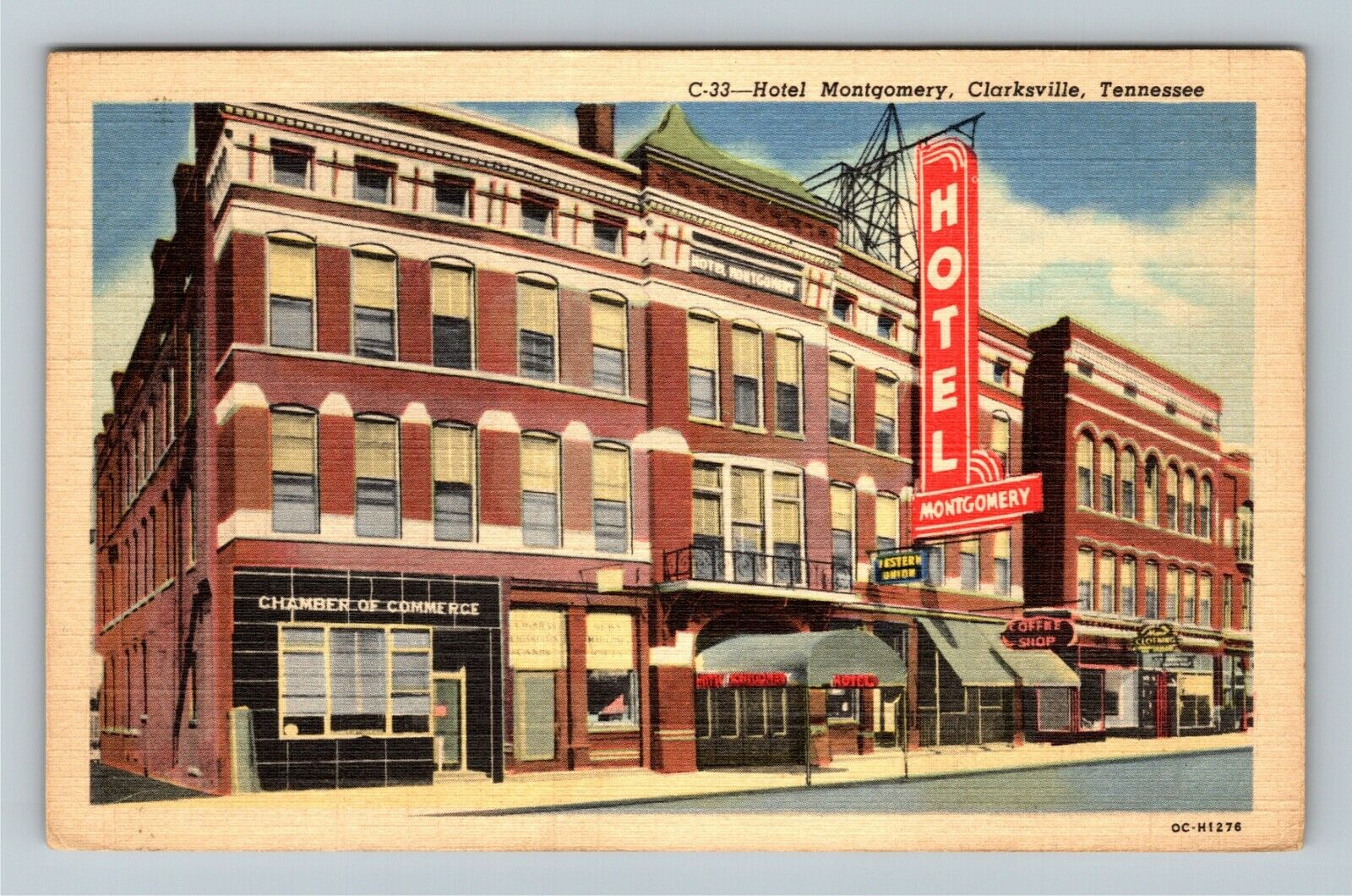 Clarksville TN-Tennessee, Hotel Montgomery, Exterior, Vintage Postcard