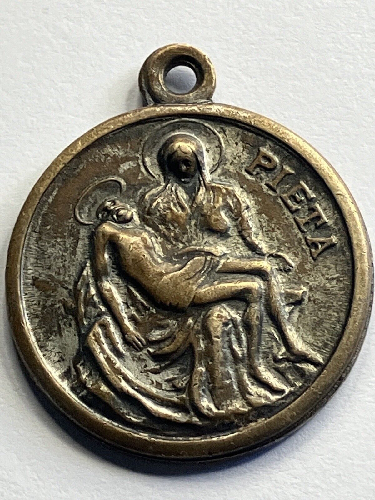 Old Saint Christopher Medal Pendant Protection Good Luck Catholic Medallion #tc1